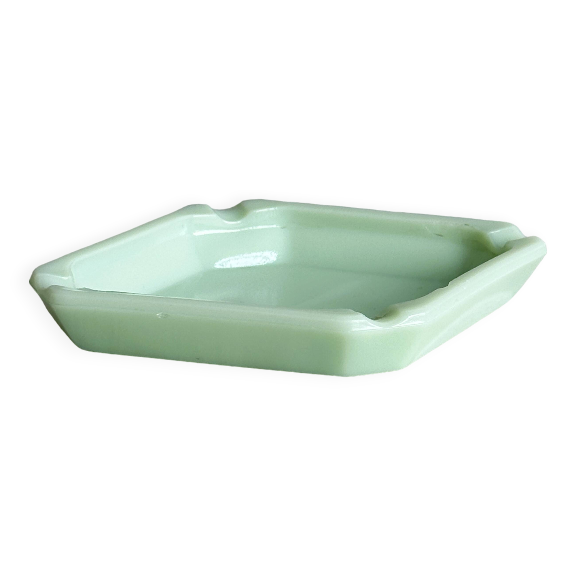 Green opaline ashtray, retro design,
