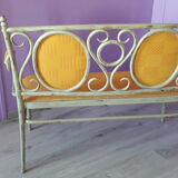 Lacquered curved wooden bench