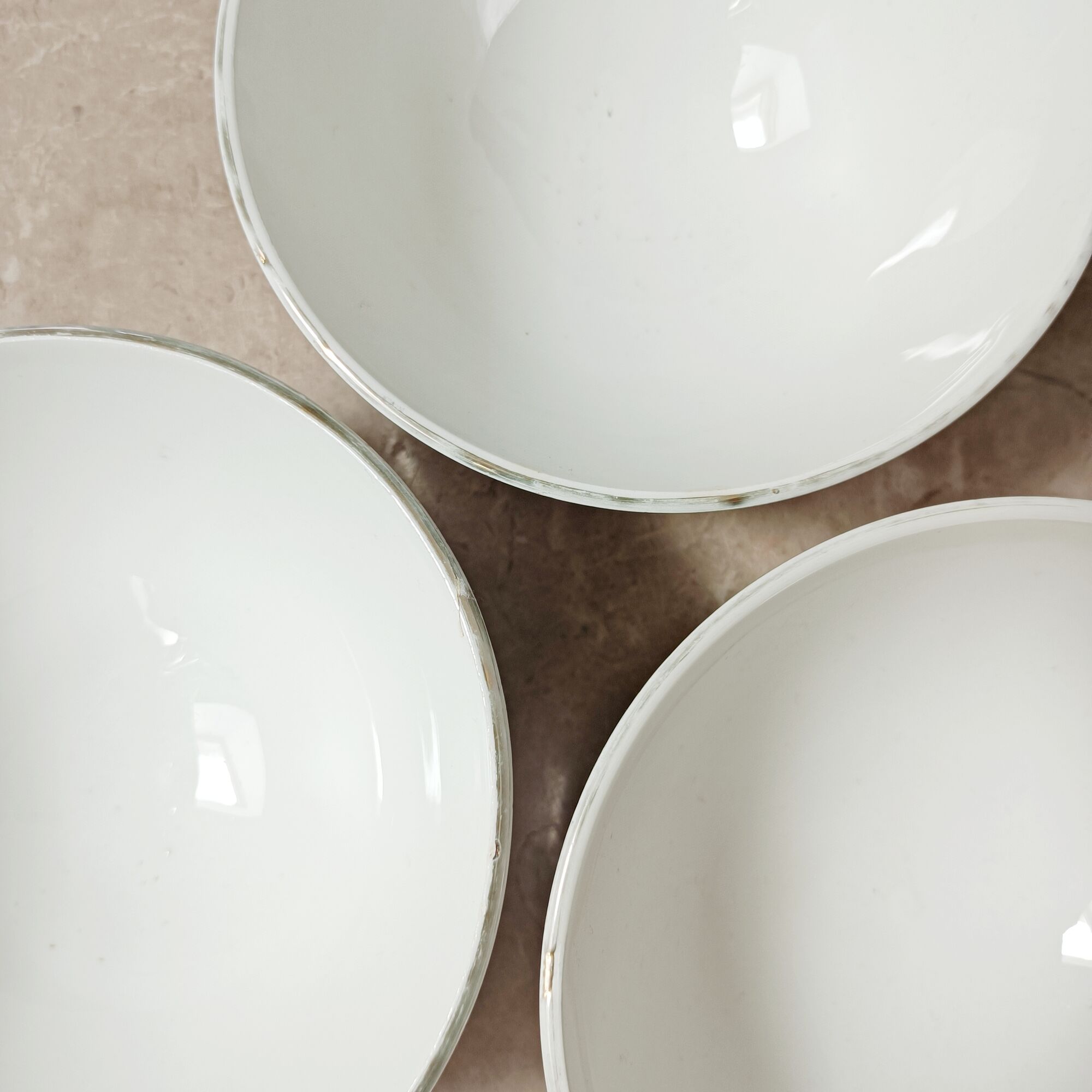 Lot de 3 bols à facettes en porcelaine blanche