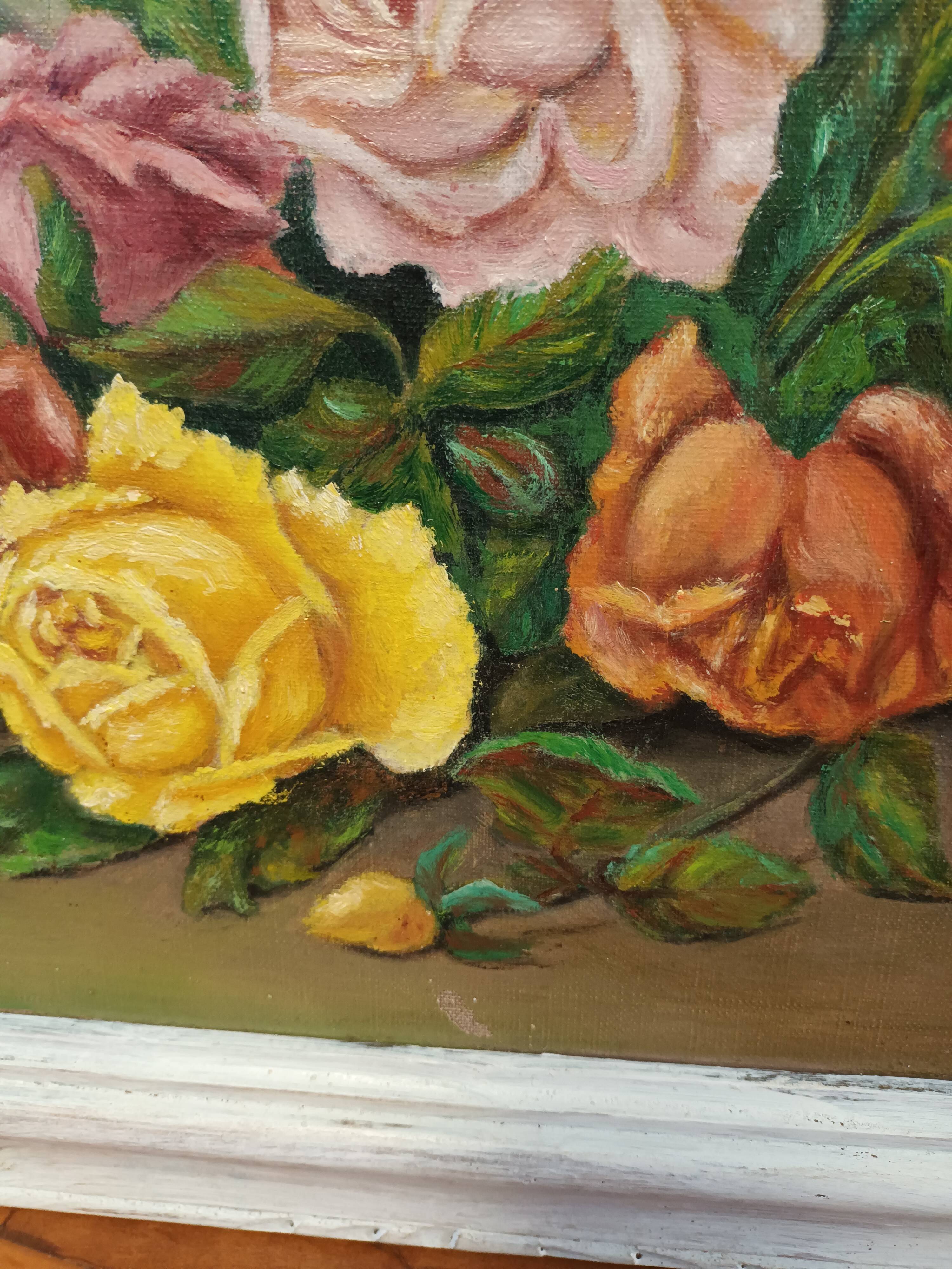 Still life painting bouquet of roses