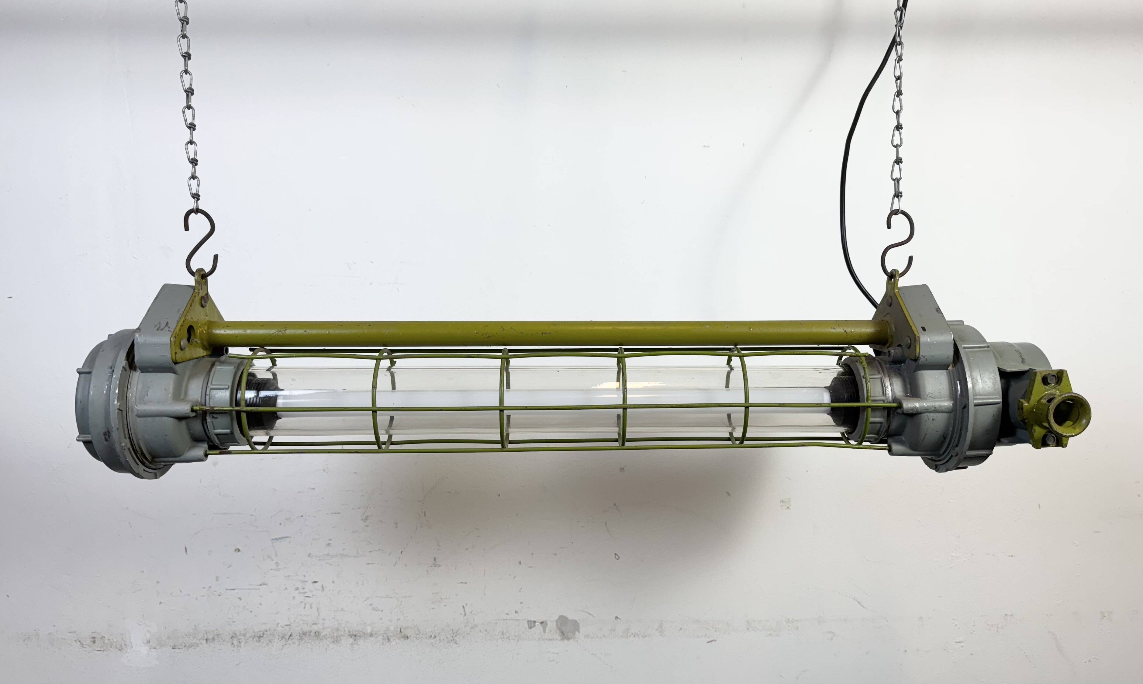 Grey Soviet Industrial Hanging Tube Light, 1970s