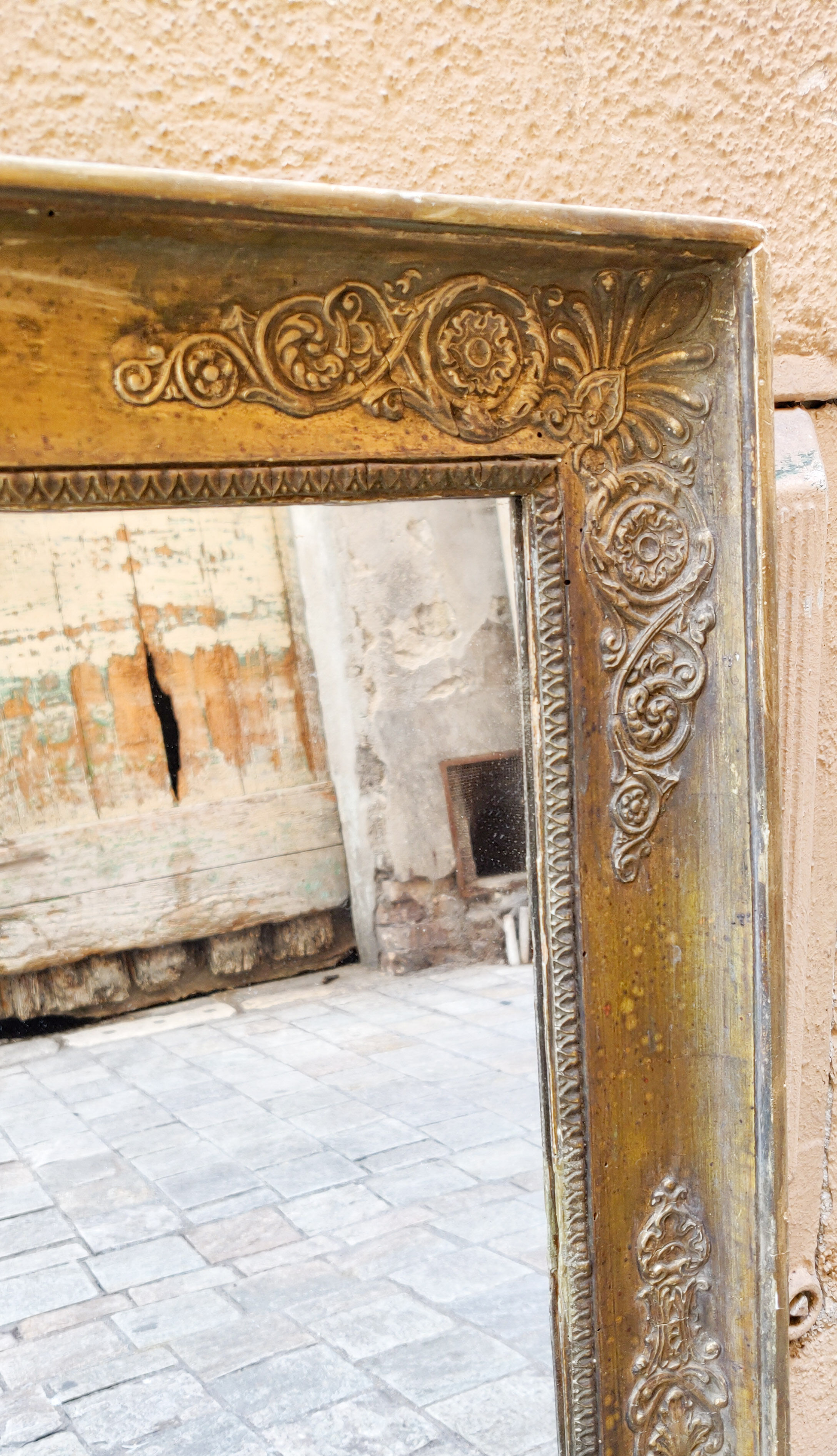 Mirror golden era wood restoration XIX 82.5x68.5cm