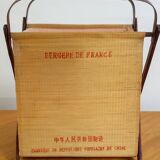 Travailleuse pliante paille de riz & bambou 1960