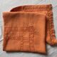 Old embroidered tablecloth "mandarin" and its 6 towels, 130x130 cm, métis