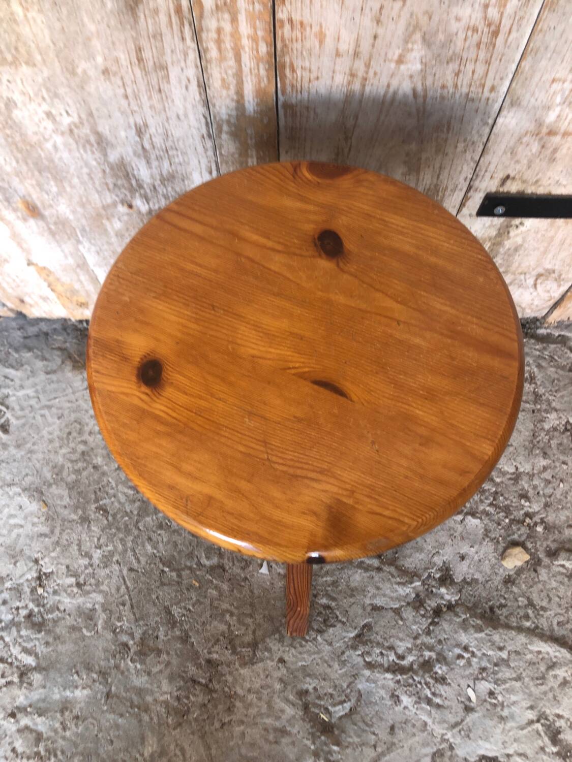 Vintage light wood tripod screw painter's stool