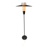 Mid Century France Modernist steel, brass and glass floor lamp, 1950s