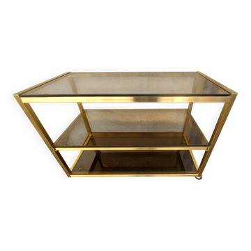 brass coffee table with 2 smoked glass tops 1970s/80s