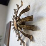 Ceiling or wall light with sun motif, brass, 1950s