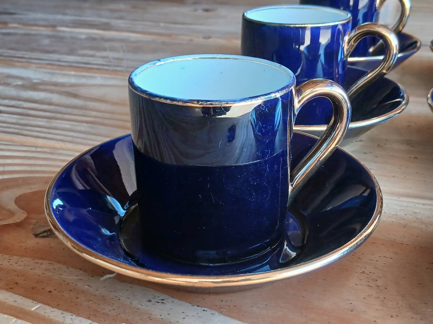 Six cobalt blue coffee cups, Sèvres