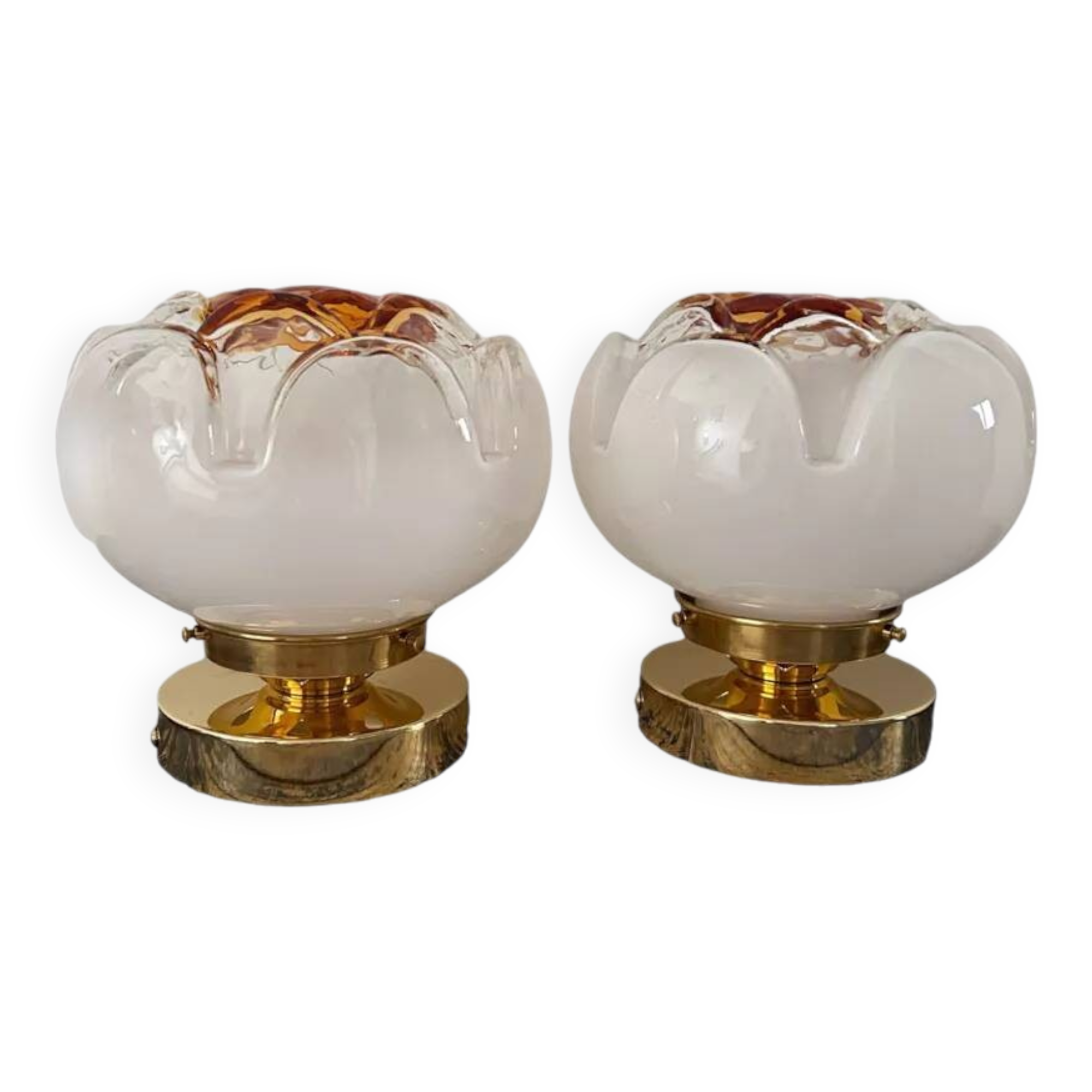 Paire d’appliques murales fleurs en verre de Murano