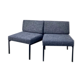 Pair of vintage grey armchairs