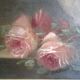 Painting still life with bouquet of roses and lilacs