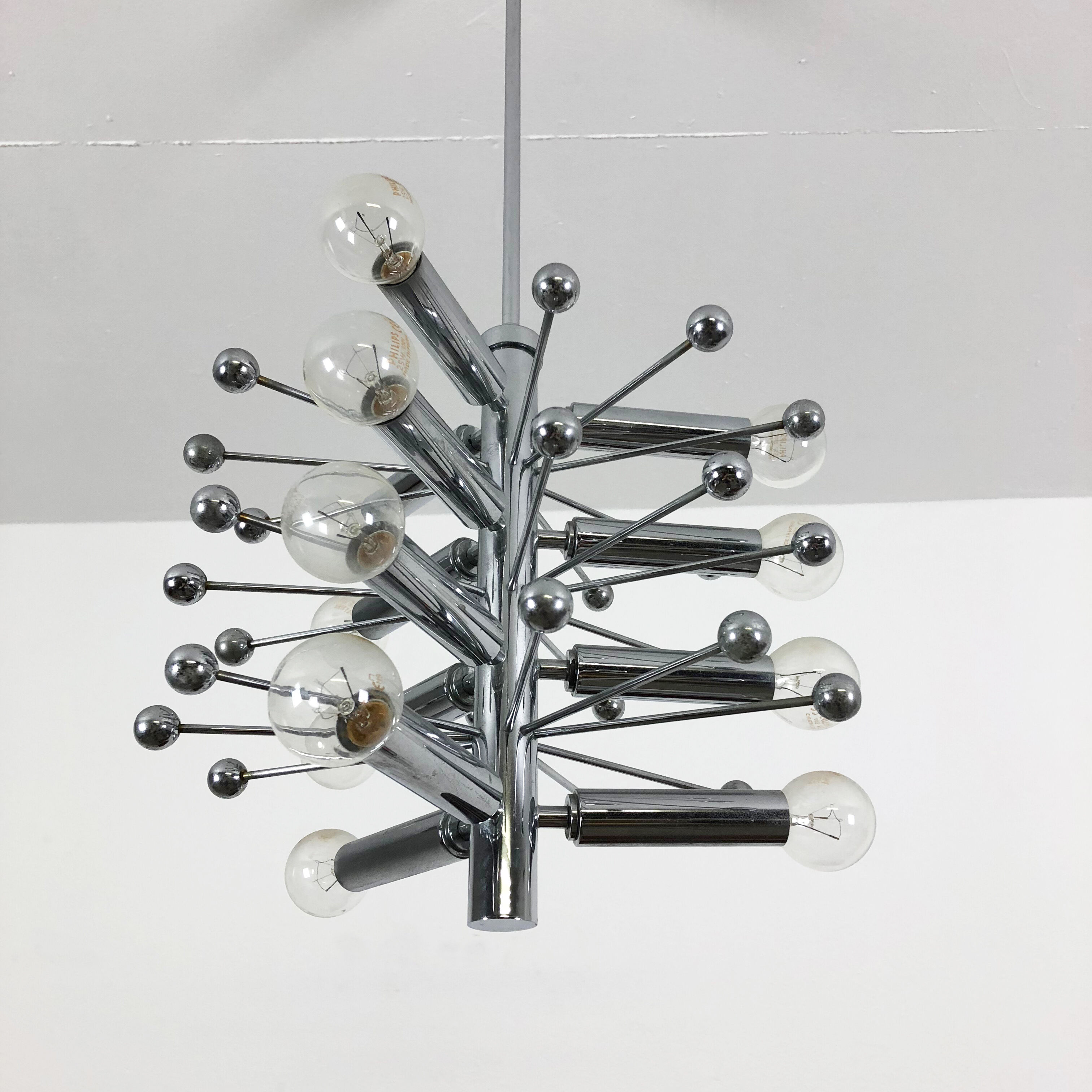 Modernist Chrome Sputnik Hanging Light, Cosack Lights 1970s, Germany