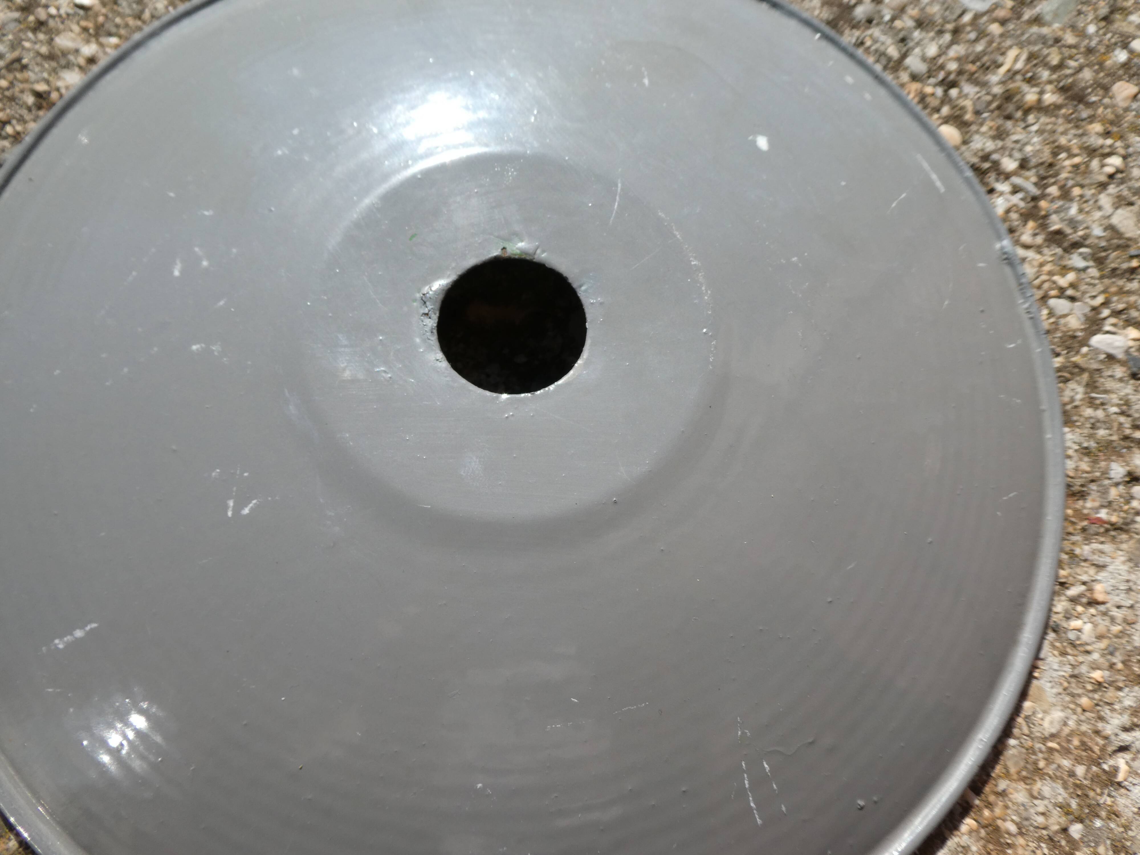 Set of 3 gray lampshades in vintage enamelled sheet metal