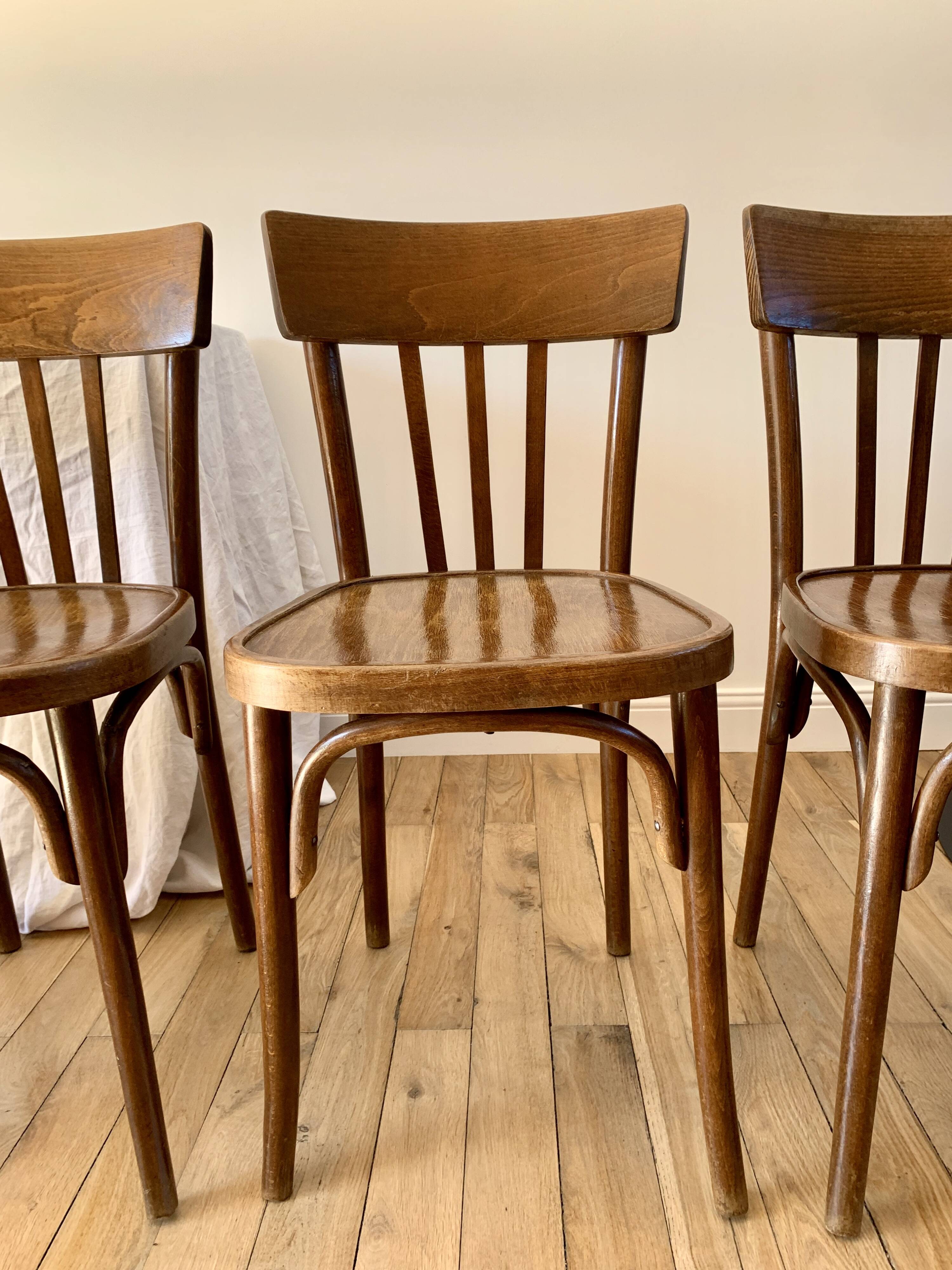 set of 6 bentwood bistro chairs from the 1950s