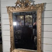 Antique Art Nouveau gilded mirror, 138cm