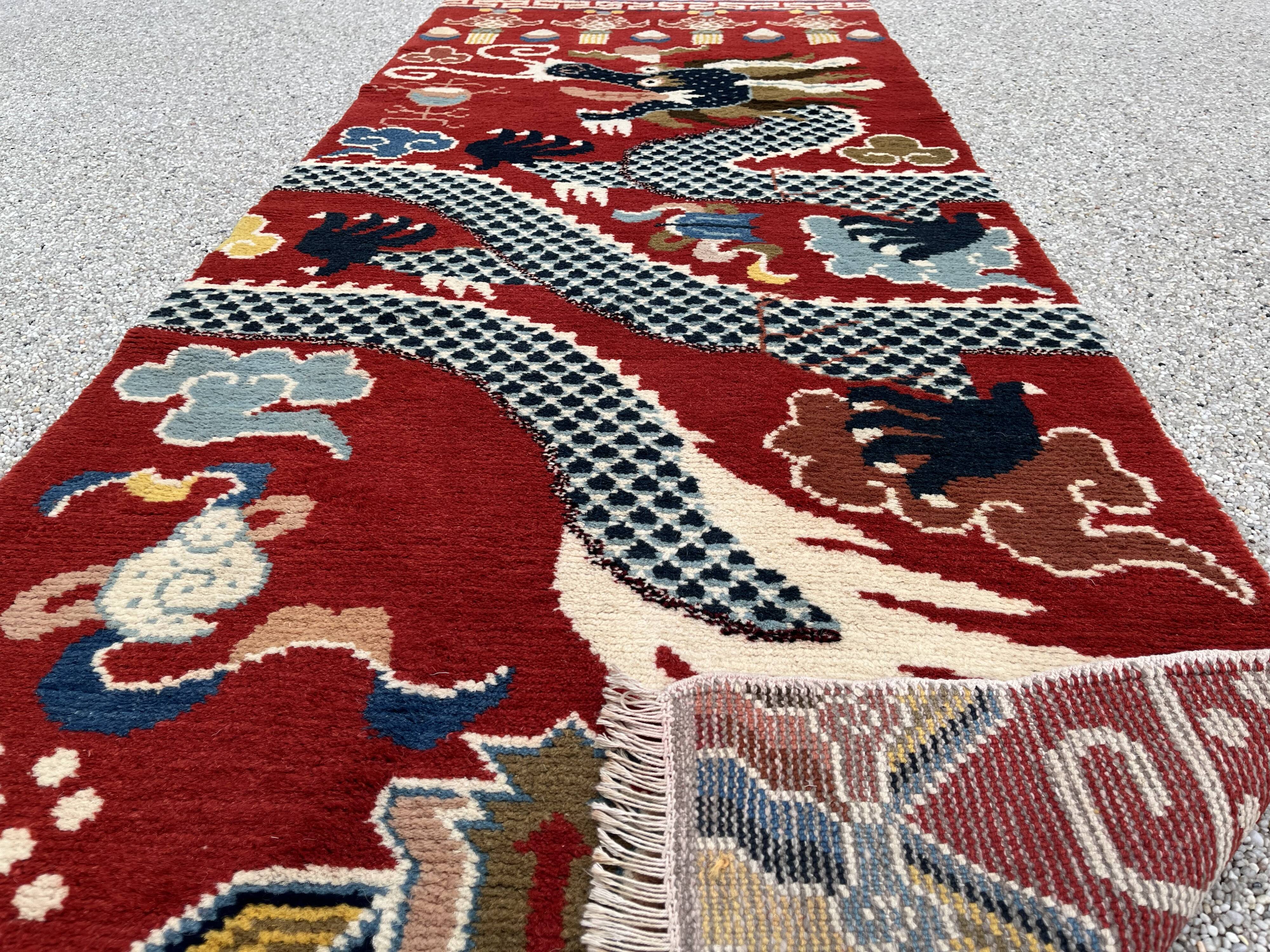 Ningxia, five-claw dragon carpet, Circa 1920