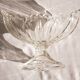 Oval glass fruit bowl on a stand.