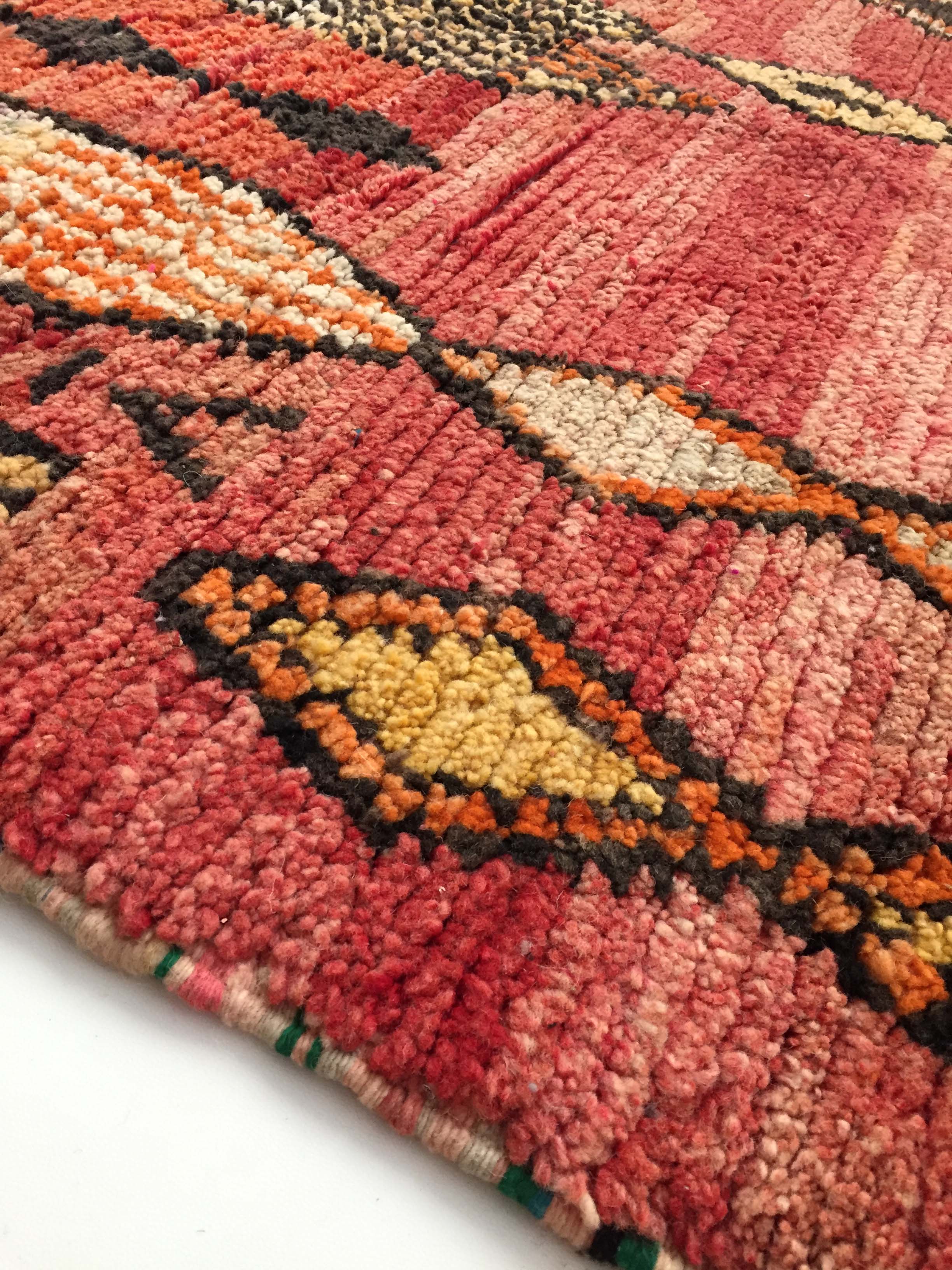 Moroccan Berber carpet Boujaad red with colorful patterns 252x158cm