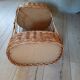 Panier porte bouteilles ancien en rotin