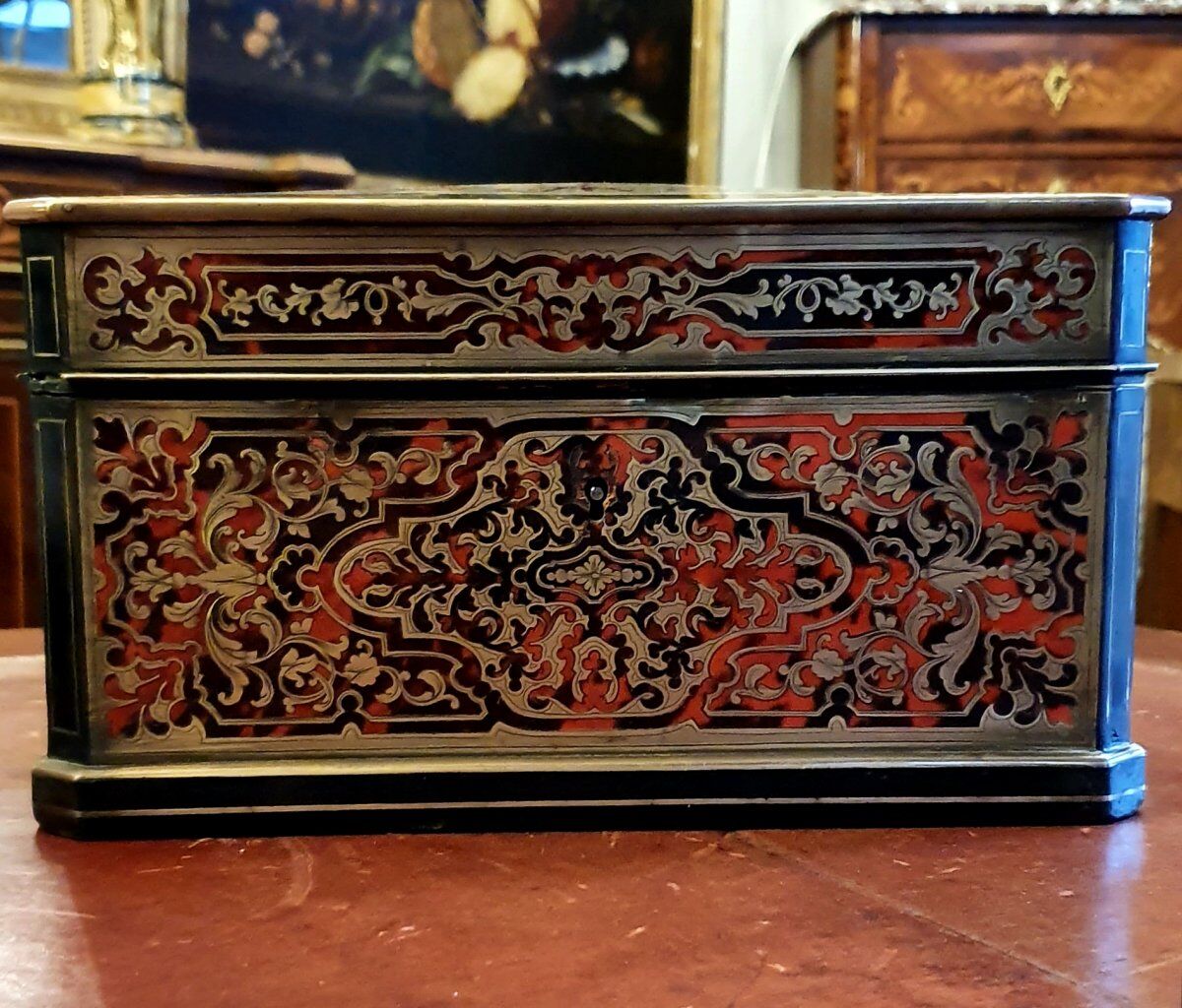 Jewelry box - stamped Alphonse Giroux Paris - marquetry Boulle - 19th century