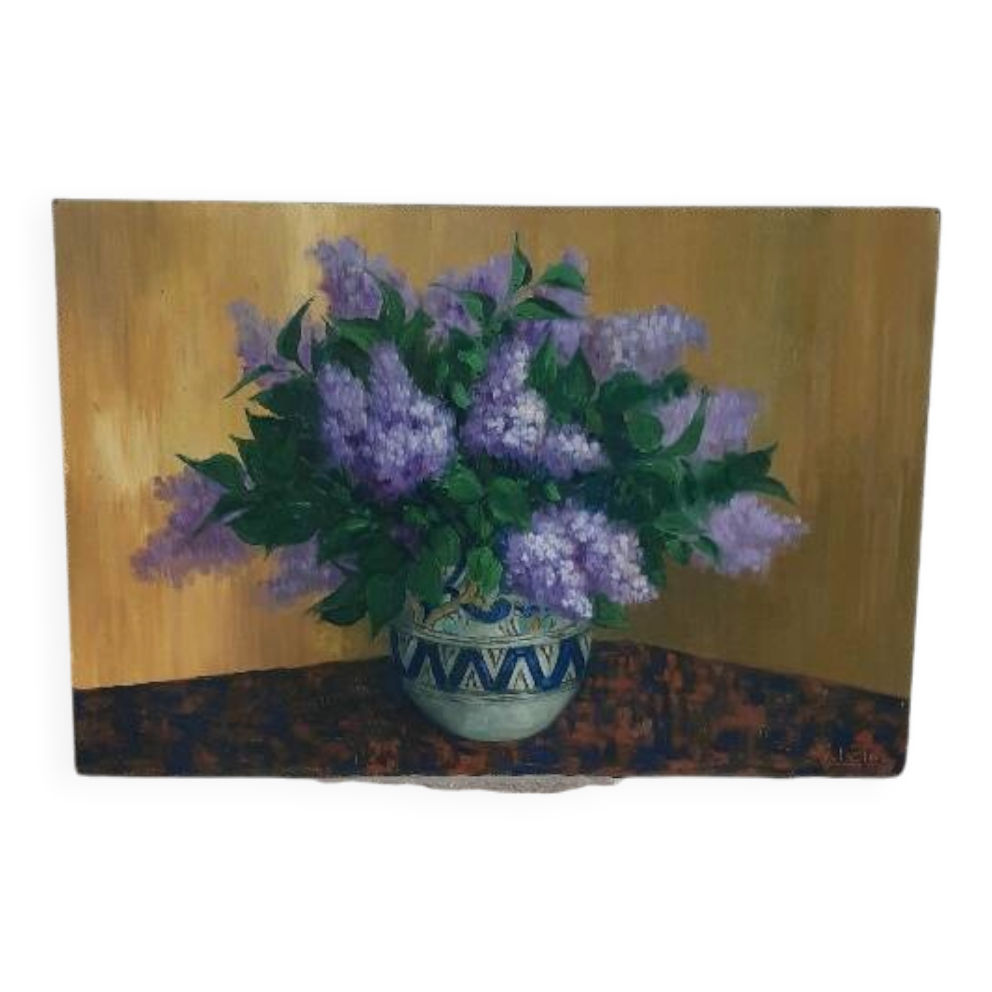 Paul blin (20th century) large oil on isorel – bouquet of lilacs 101 × 68