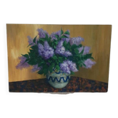 Paul blin (20th century) large oil on isorel – bouquet of lilacs 101 × 68