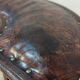 Old fireplace bench, wrought iron leather and oak