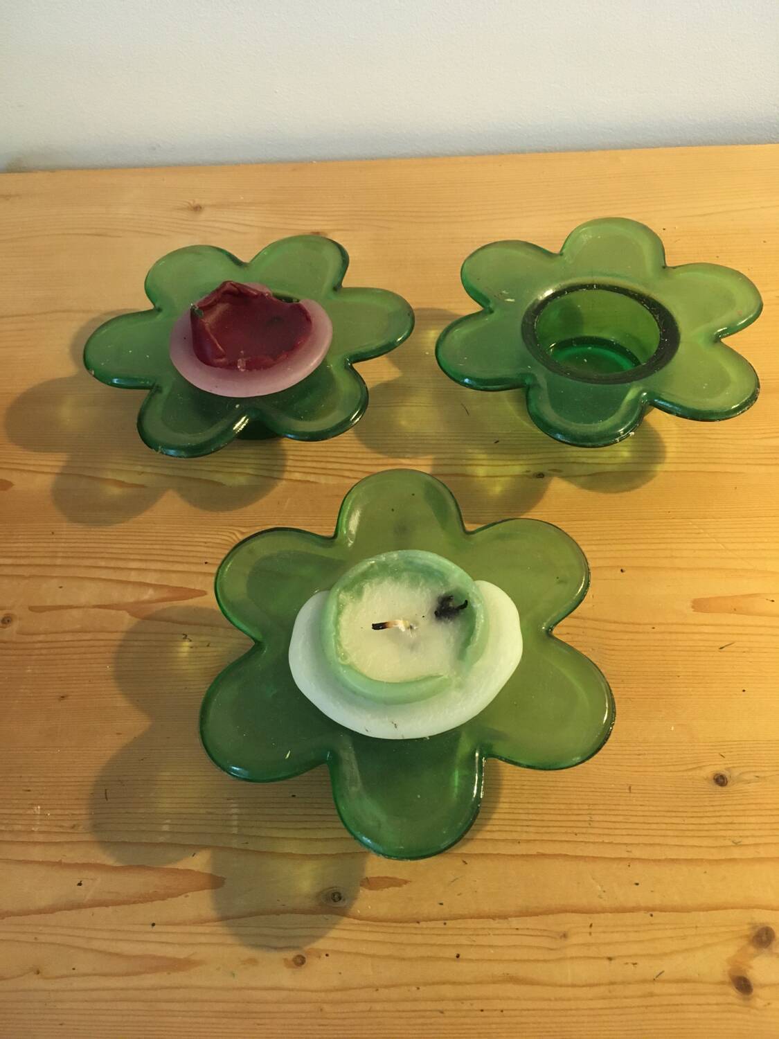 Vintage glass candle holders