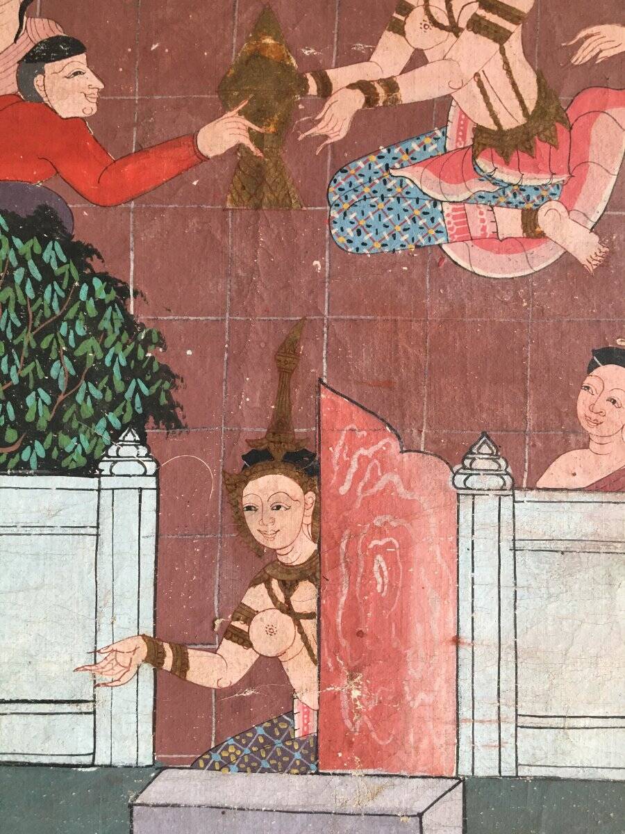 Large Painting on Canvas, Thailand, Rattanakosin School (1851-1910)