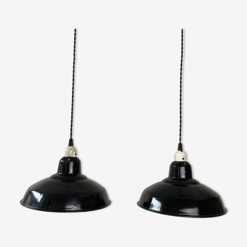 Paire de suspensions industrielles emaillees