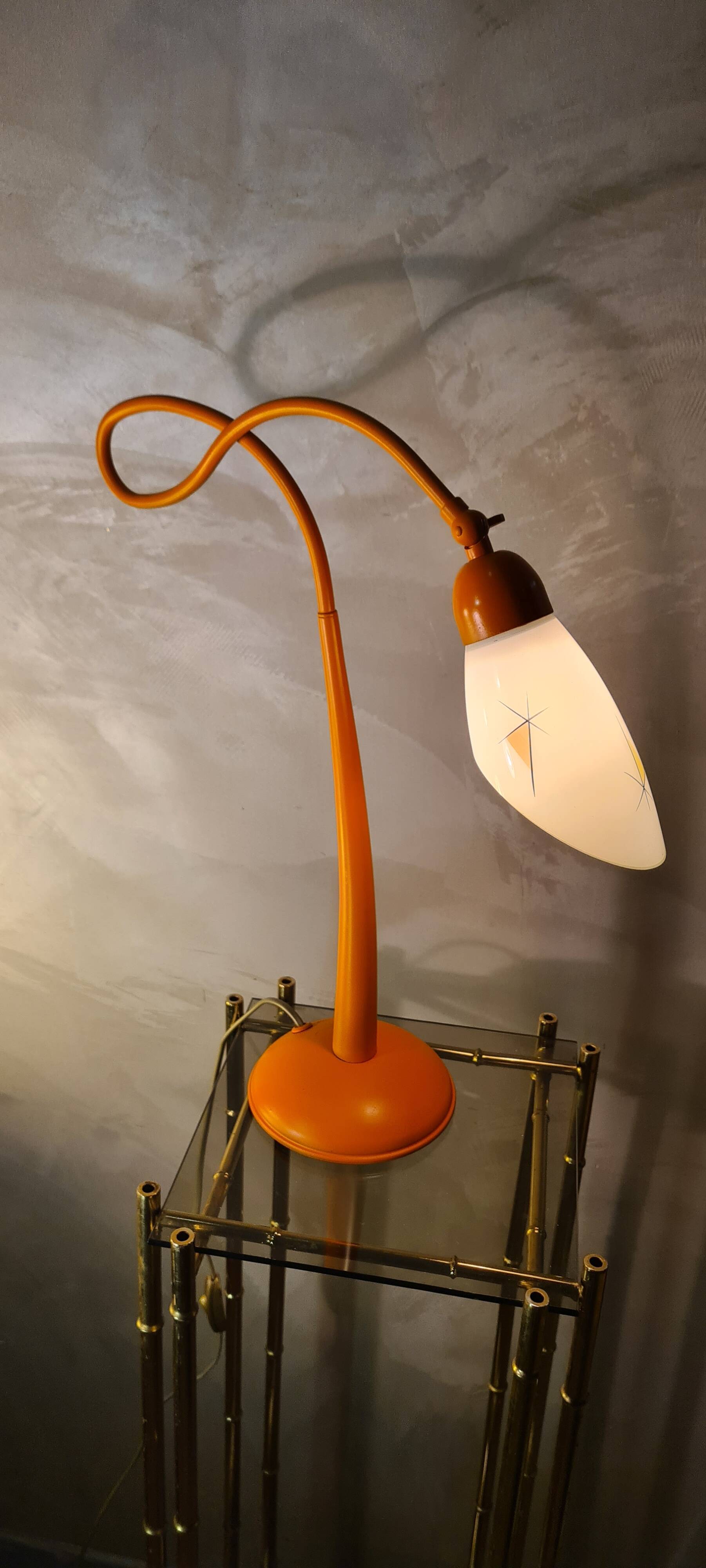 Orange painted steel lamp