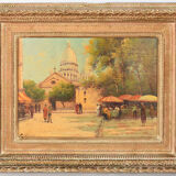 Oil on panel View Montmartre