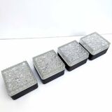 Set 4 wall lamps square ceiling lamps molded glass bubbles and black metal