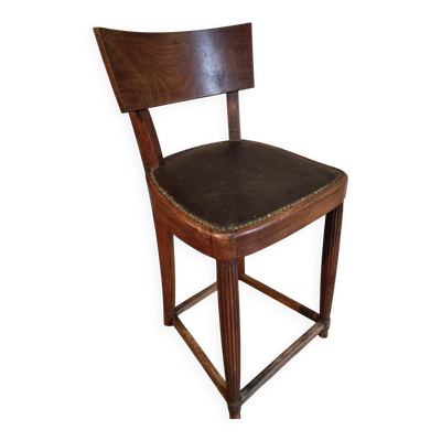 Chaise française ancienne en hêtre – Début 1900 – Dossier courbé massif