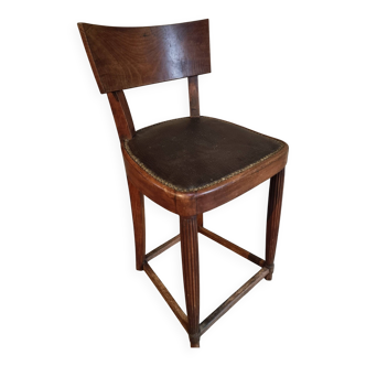 Antique French beech chair – Early 1900s – Solid curved backrest
