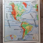Ancienne carte physique Continent américain Vidal-Lablache