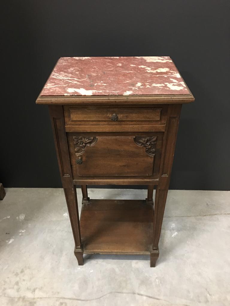 Wooden and marble bedside table éé