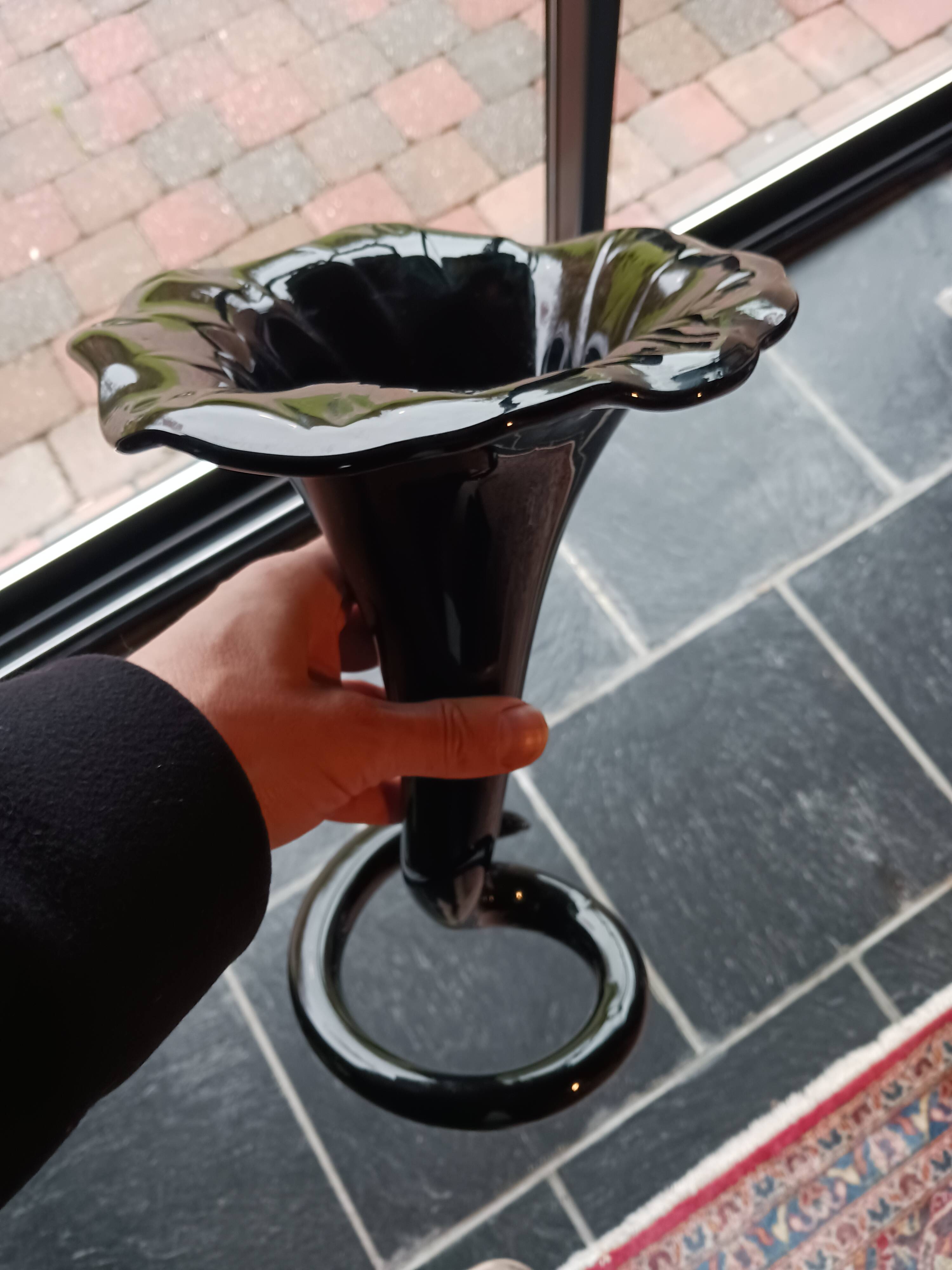 Black opaline vase
