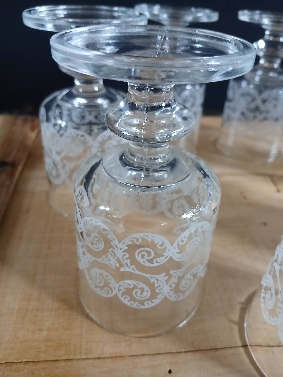 7 vintage wine glasses