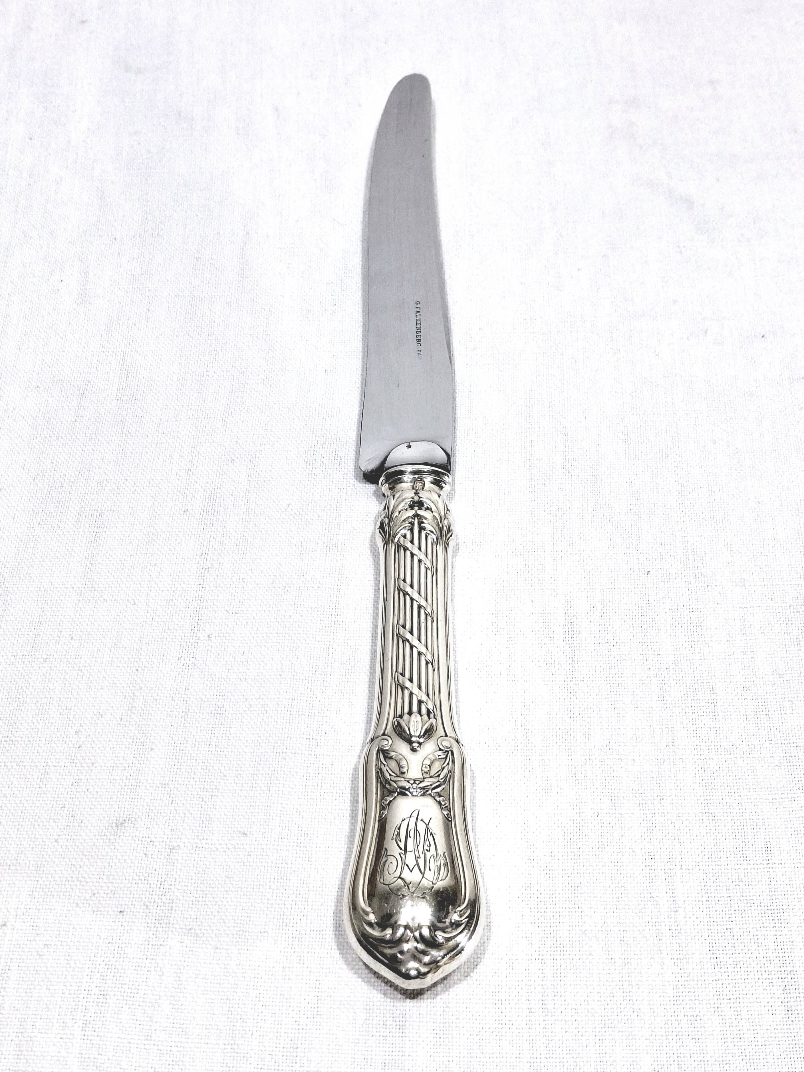 MARTIAL GAUTHIER / GEORGES FLAKENBERG - 12 KNIVES WITH SILVER HANDLES