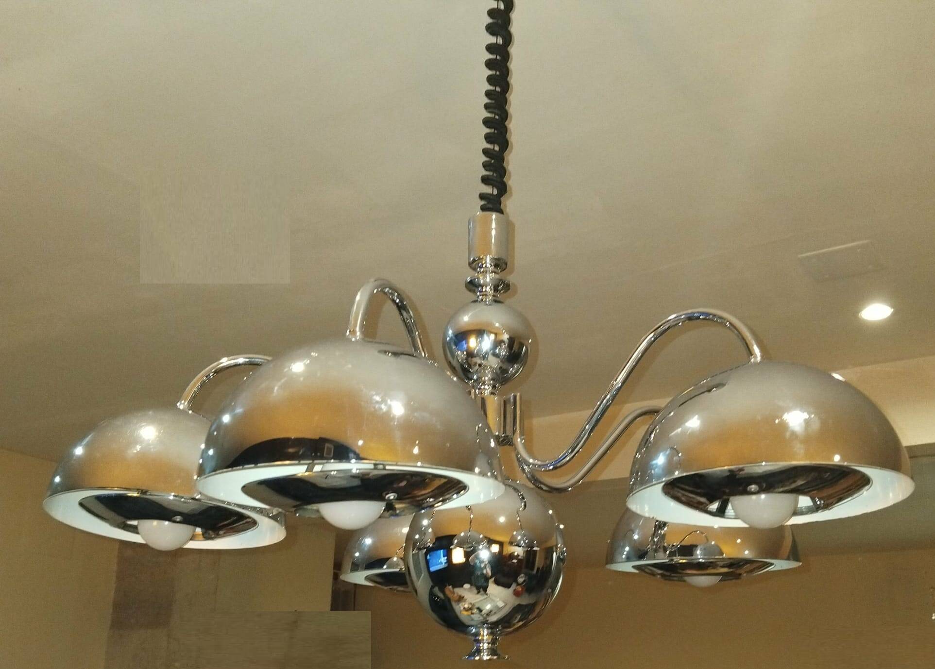 Chrome chandelier by gioffredo reggiani, 1970s