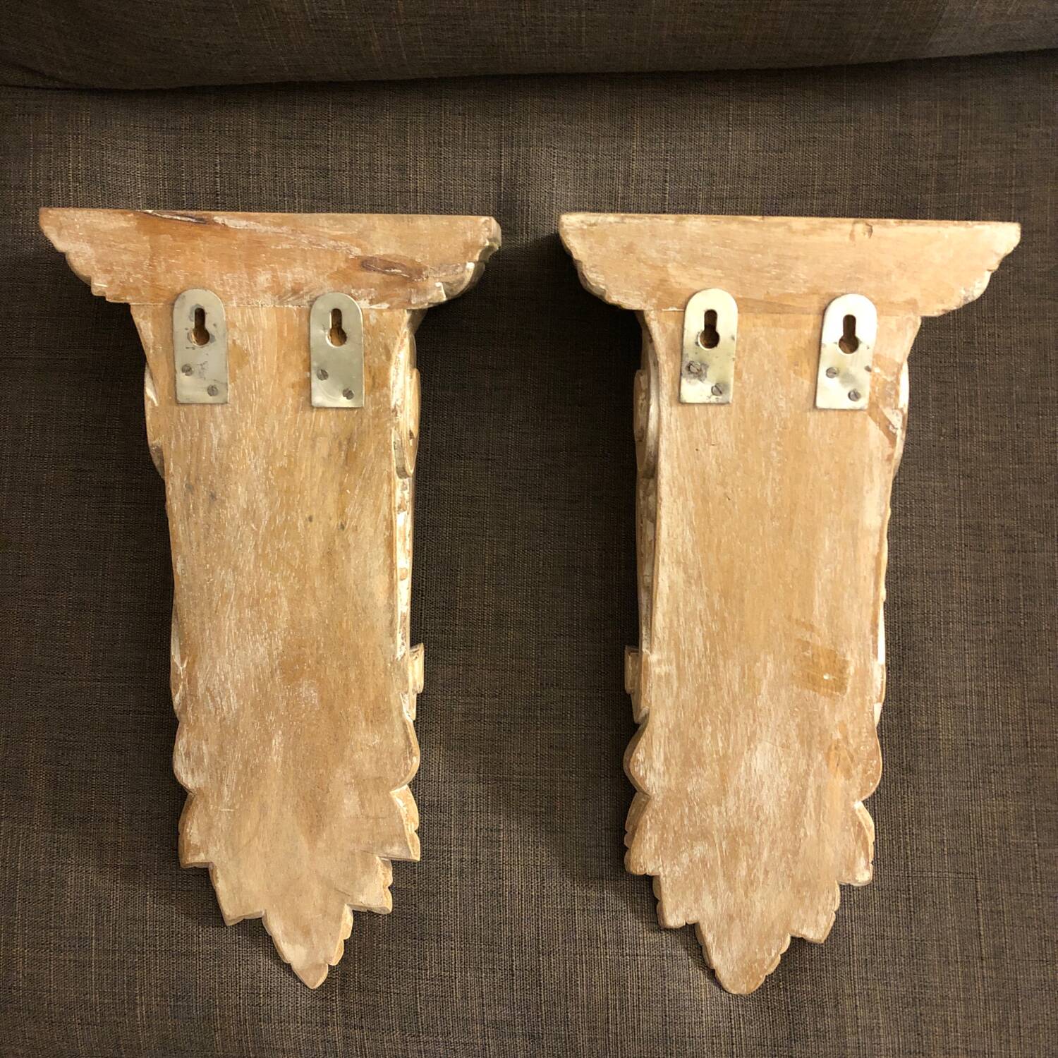 Pair of carved solid wood consoles