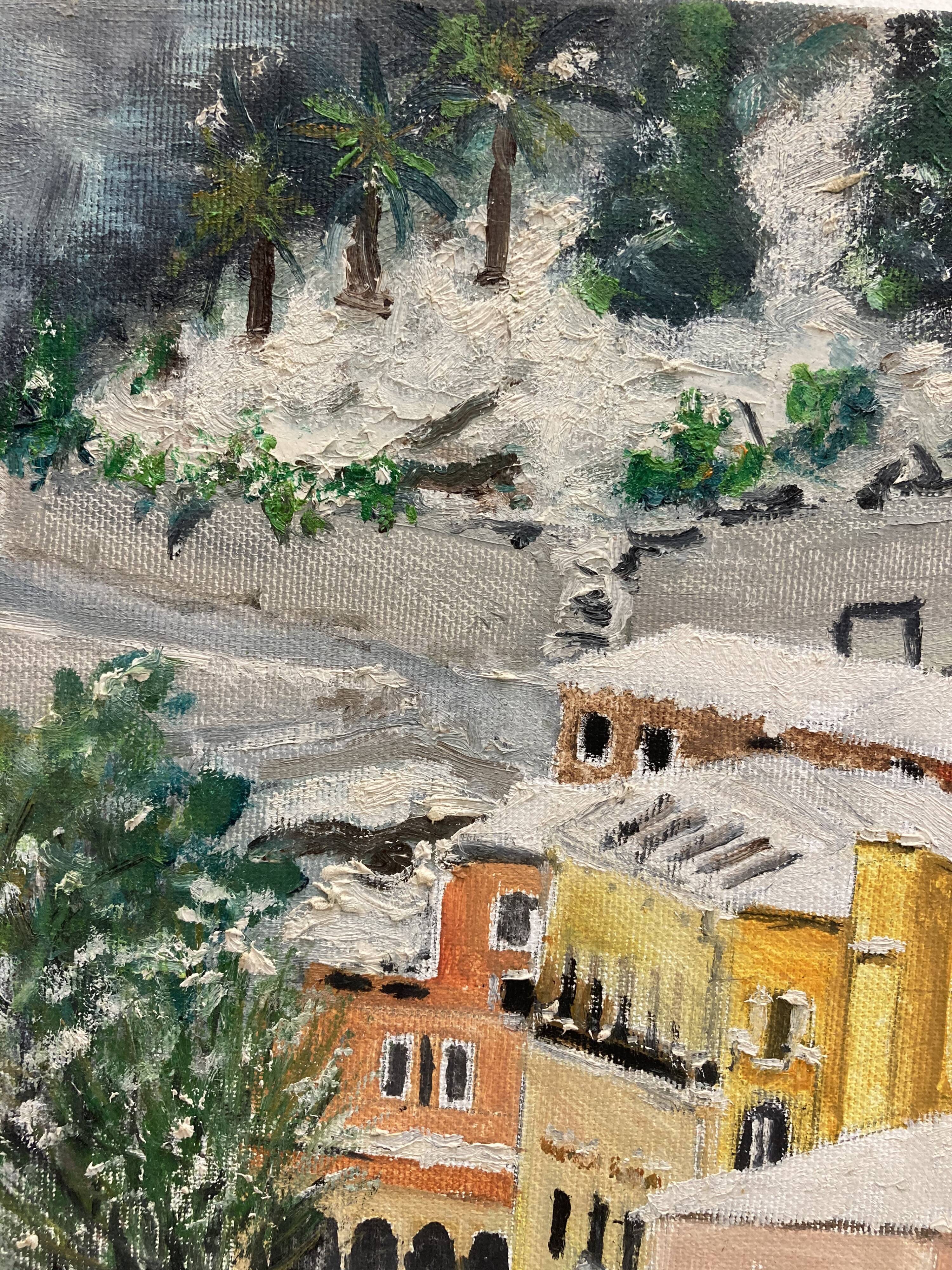 Painting on vintage canvas