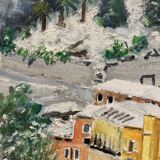 Painting on vintage canvas