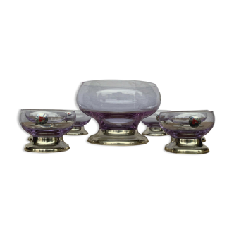Caviar service in crystal and silver Art Deco period around 1920