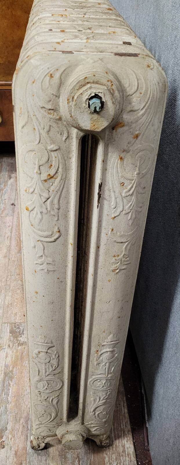 Decorated cast iron floral radiator from the 19th century.