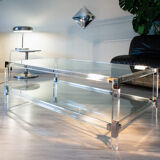 Glass and plexiglass coffee table, 1970-80