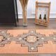 Vintage Turkish Hand-Knotted Wool Cotton Orange Runner Rug 95x408