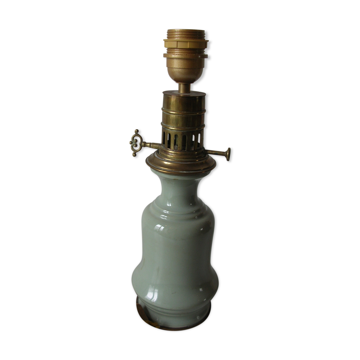 Old ceramic lamp foot and brass electric wire golden cord night light